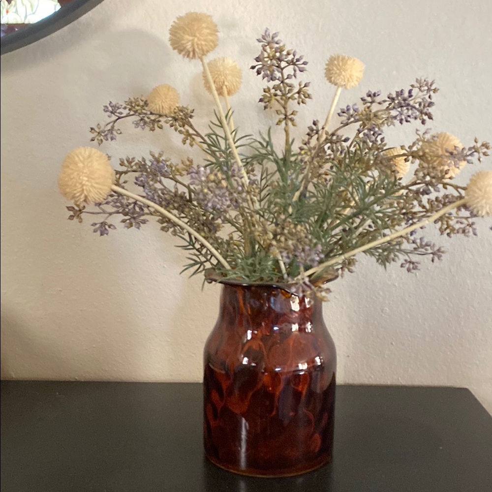 Elegant Brown Vase with fake Floral Arrangement